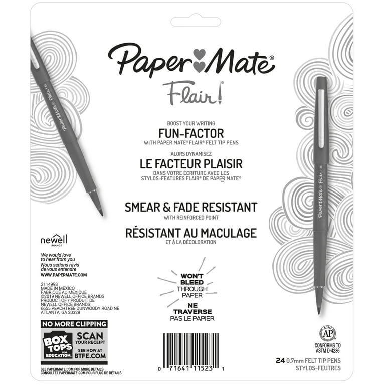 Paper Mate Flair Original Fibre Tip Pen 4 Different Vivid Color  (Black-Red-Green-Blue) Option High Quality Writing Art Supply
