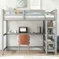 thumbnail image 4 of Harper & Bright Designs Full Size Rubber Wooden Loft Bed with Storage Shelves and Under-Bed Desk for Teens Adult, Gray, 4 of 13