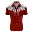thumbnail image 4 of CONZONE Mens Buttons Down Shirts Short Sleeve Shirts for Men Trendy Western Cowboy Graphic Lapel Soft Lightweight Tops, 4 of 4