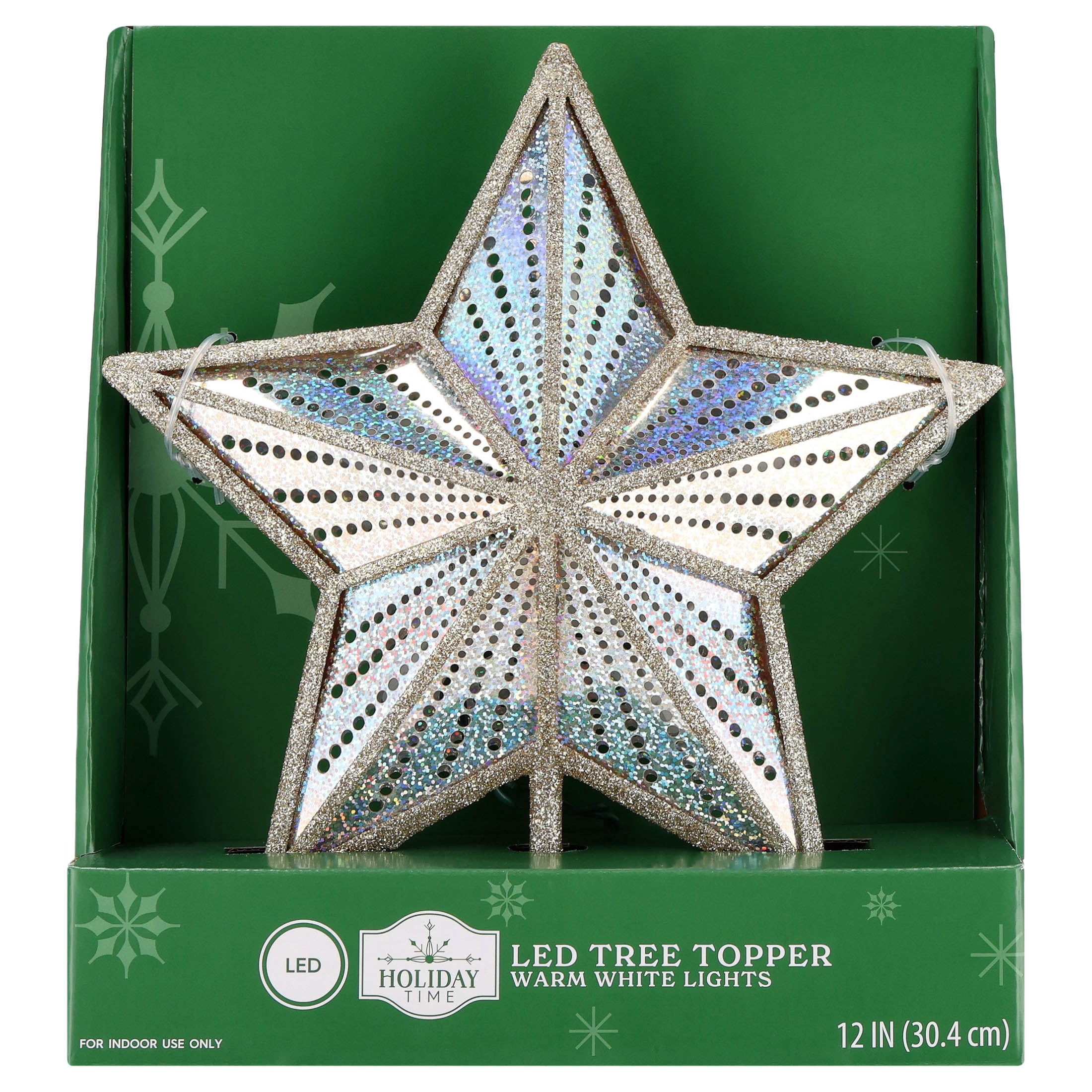 LED Star Christmas Tree Topper, Champagne Gold, 12", by Holiday Time