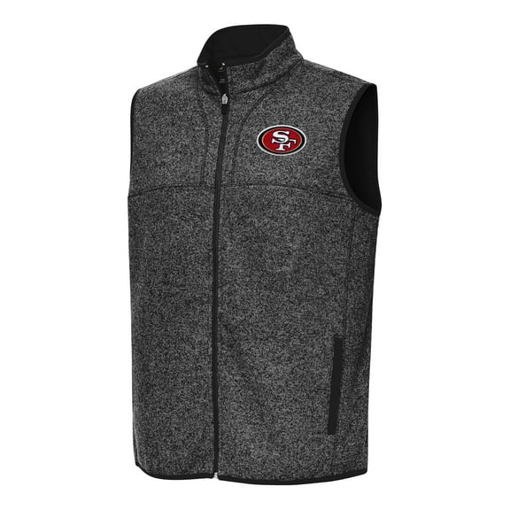 Men's Antigua  Heather Black San Francisco 49ers Fortune Full-Zip Vest