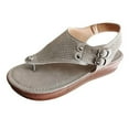 thumbnail image 3 of NGTEVOOS Women's Summer Casual Hollow Split-toe Herringbone Wedge Sandals, 3 of 6