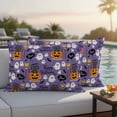 thumbnail image 4 of Halloween Outdoor Waterproof Pillow Covers, Orange Pumpkin Funny Ghost Black Cat Purple Decorative Rectangle Throw Pillowcase Sofa Cushion Sham for Patio/Couch/Chair, 20"x12" 2 Pack, 4 of 8