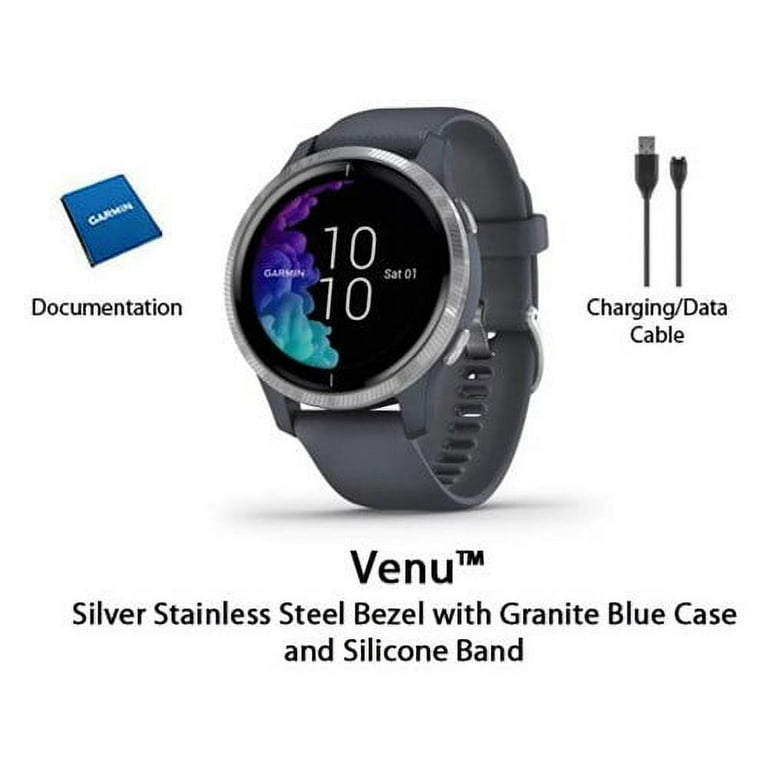 Restored Garmin VENU Granite Blue with Silver Hardware VENU