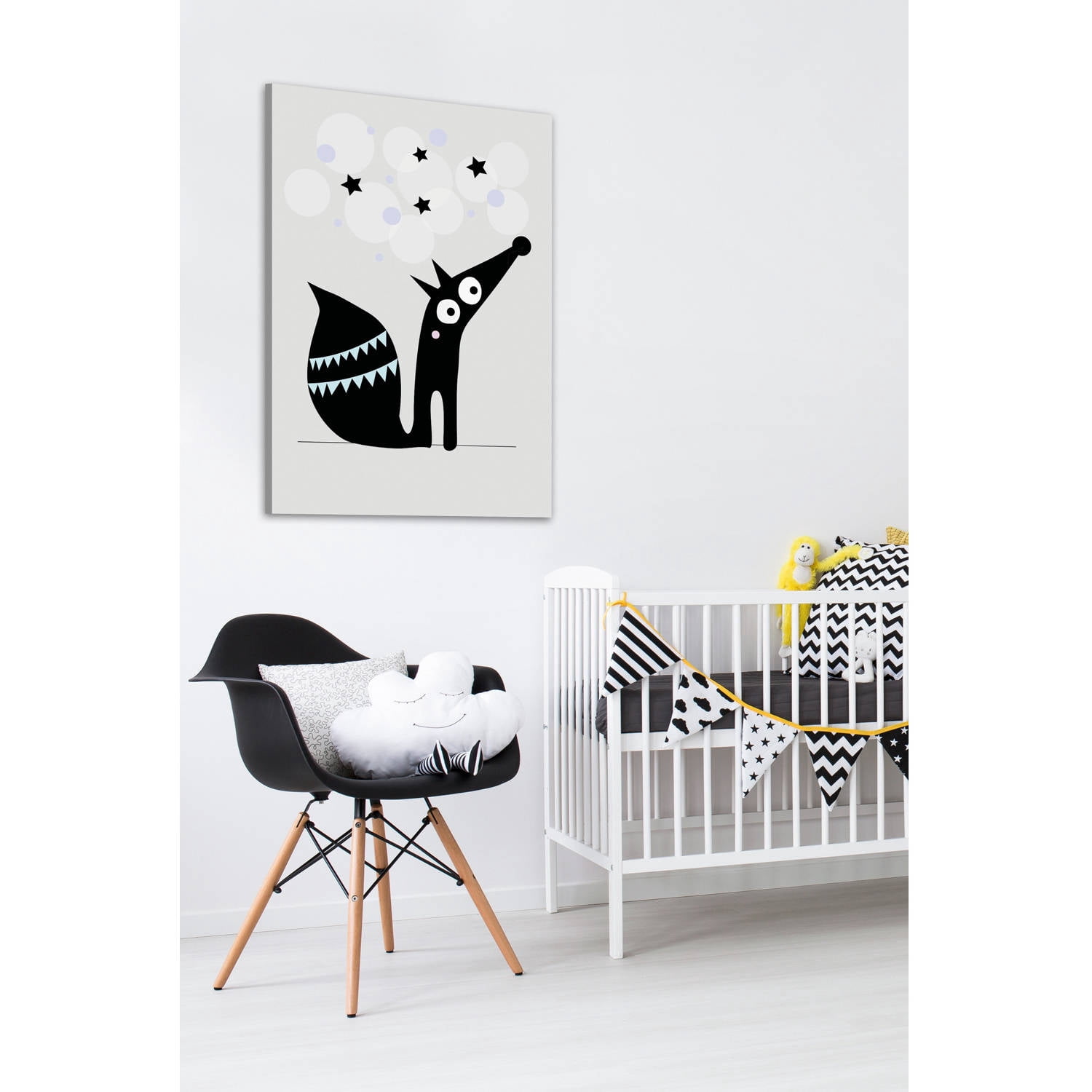 Marmont Hill "Black Star Dog" by Katarina Snygg Painting Print on Wrapped Canvas