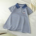 thumbnail image 6 of Spazoro Girls Cute Dresses, Short Sleeve Soft & Comfy Collared Striped Casual A-Line Dress for School Blue Size 7-8 Years, 6 of 6