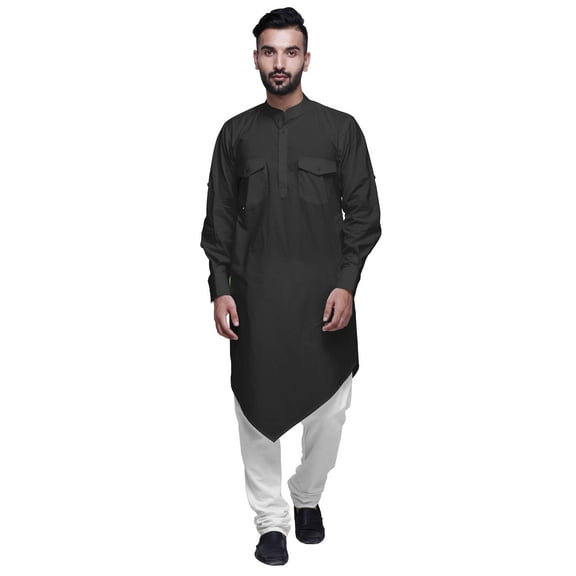 Atasi Long Sleeve Designer Kurta For Men Indian Cotton Casual Long Kurta