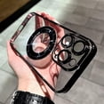 thumbnail image 6 of Clear Case for iPhone 14 Pro Max Case [Compatible with Magsafe] with Full Camera Protection Hard Back Shockproof Protective Plating Design Phone Case for Women Girls 6.7 in - Black, 6 of 10