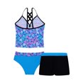 thumbnail image 4 of Jowowha Kids Big Girls Pinata Three Piece Tankini Set Floral Top Shorts Bottoms Beach Sports Bathing Colorful Floral 8, 4 of 8