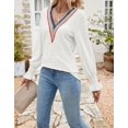 thumbnail image 4 of Eyelet Tops for Women Lace V Neck Puff Long Sleeve Work Shirts Elegant Fall Tunic Tee Blouses S-XXL Shermie, 4 of 6