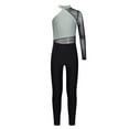 thumbnail image 3 of iiniim Kids Girls Gymnastics Leotard One Shoulder Figure Skating Jumpsuit Romper Footless Unitard Gray 10, 3 of 7