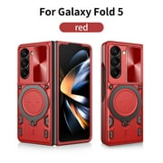 Reiko TPU PC Shockproof Magnetic Phone Case with Free Adjustment Ring Holder for Samsung Z Fold5 in Red