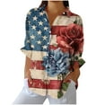 thumbnail image 2 of Xdegoge Long Sleeve Shirts for Women 4Th of July Shirts Patriotic Usa T Shirt Loose Fit American Flag Shirt Button Up Trendy Collared Blouses Summer Tunic Tops Returns Online Orders Saved Items, 2 of 4