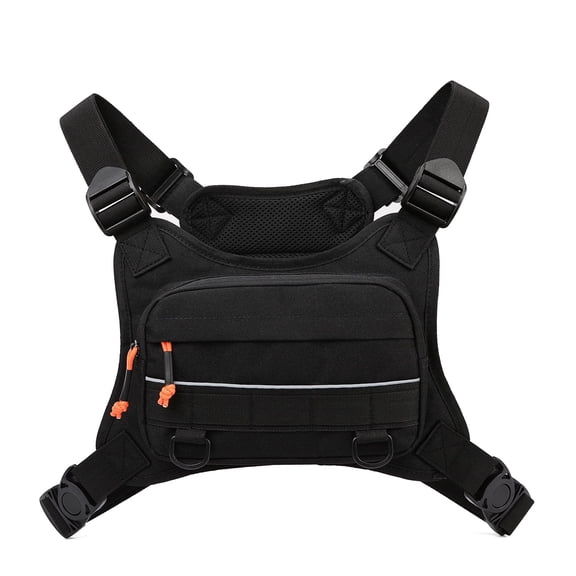 SIX DEER Chest Bag with Reflective Strip, Adjustable Motorcycle Riding Chest Pack, Water Resistant Outdoor Sling Bag for Cycling Hiking Running Camping