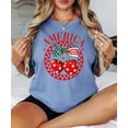 thumbnail image 2 of Trendy America Shirt for Women & Teens Patriotic Stars and Stripes Cherry Bow Tee Blue Jean Shirt Adult Small, 2 of 4