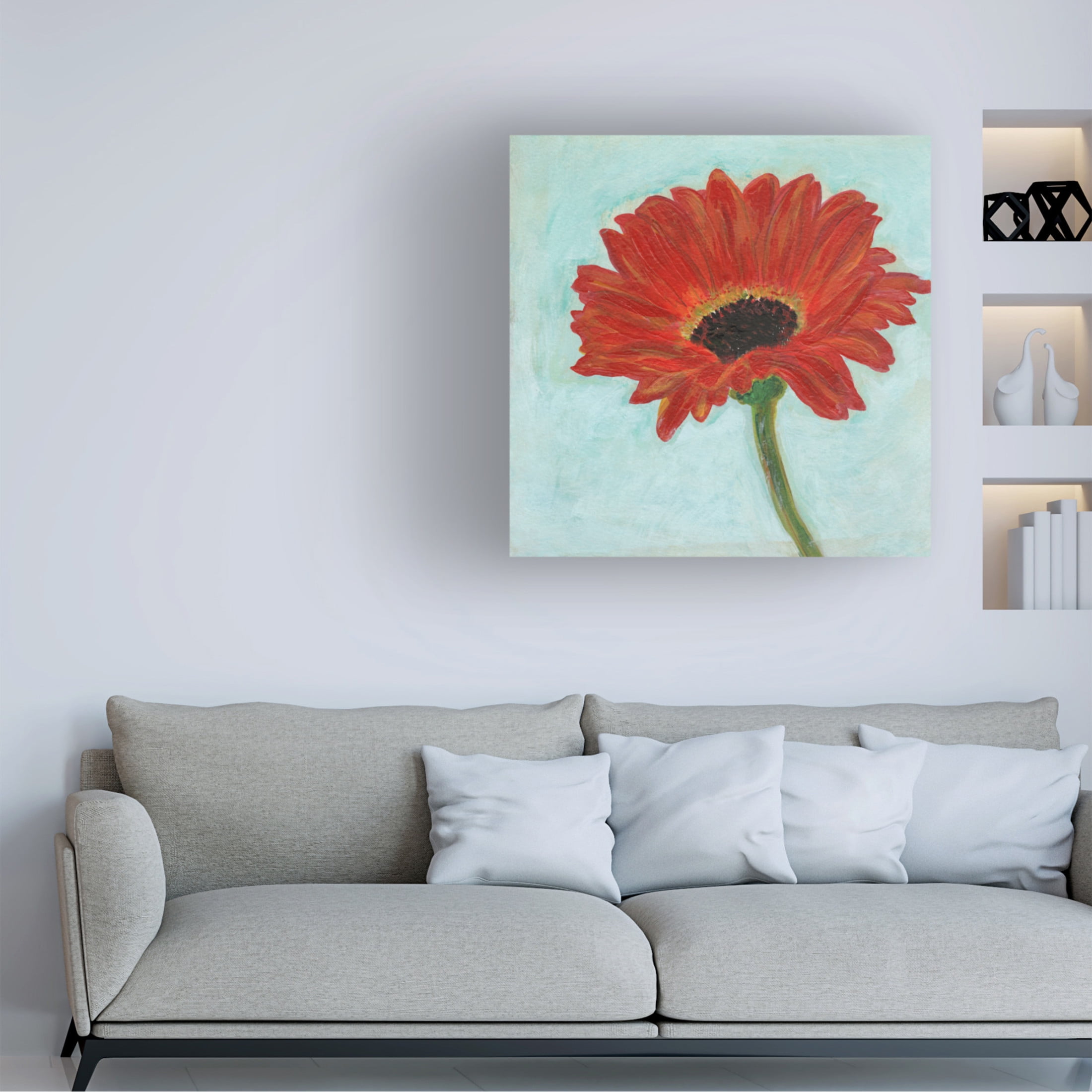 Canvas Wall Art - Jodi Fuchs 'Super Daisy I' Wall Art for Living Room, Bedroom, or Office Décor by Trademark Fine Art - 24 x 24 Inches