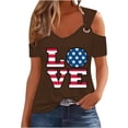 thumbnail image 1 of Tops de Hombro Frío para las Mujeres Día de la Independencia Impreso Fuera Del Hombro Blusa con Cuello en V, Fuera Del Hombro de las Mujeres, 1 of 4