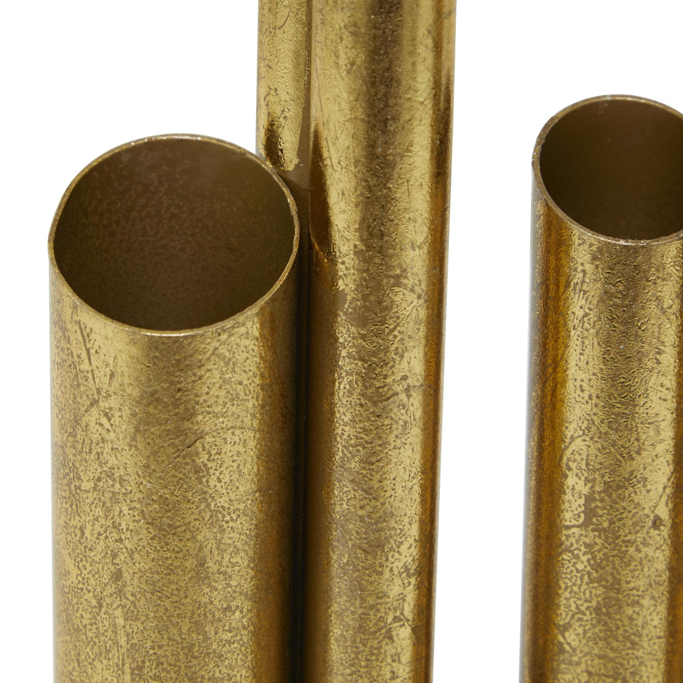 CosmoLiving by Cosmopolitan 14" Organ Pipe Gold Metal Vase
