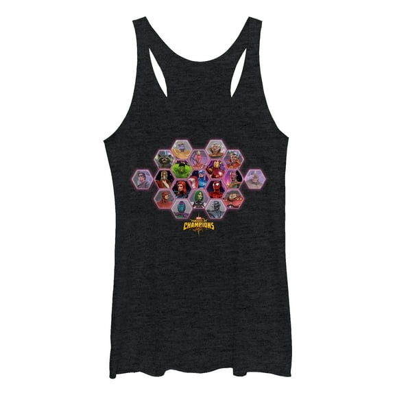 Women's Marvel Contest of Champions Honeycomb  Racerback Tank Top Black Heather X Large