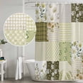 thumbnail image 5 of Spring Floral Shower Curtain, Waterproof Shower Curtains for Bathroom, Yellow Flowers Botanical Patchwork Grid Bohemia Washable Fabric Bathtub Curtain Set Bath Decor with 12 Hooks Standard 72"x72", 5 of 8