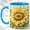 Blue, variant on Watercolor Sunflower Coffee Mug, Floral Garden Mug, Ceramic 11 oz