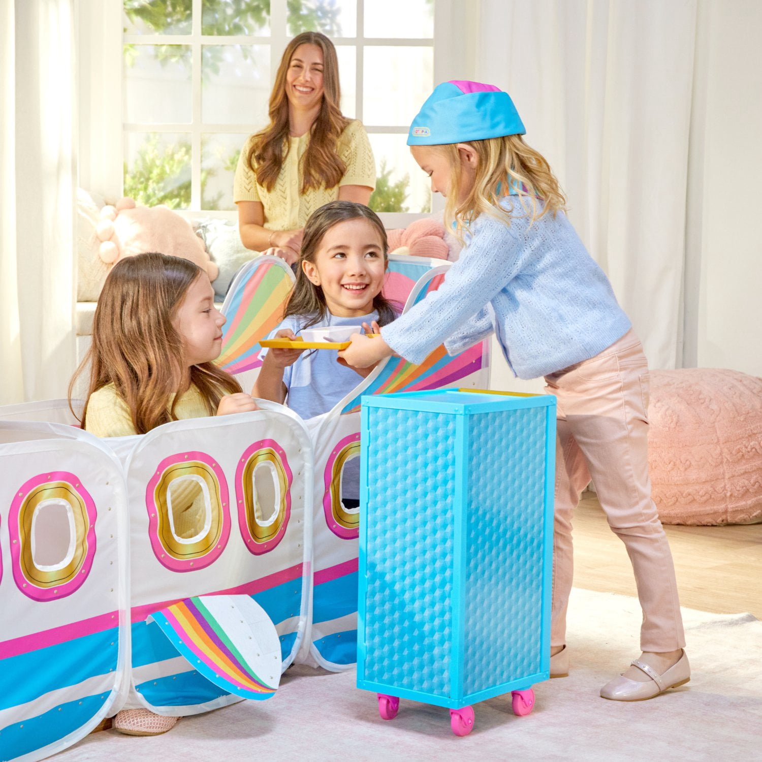 Kidtopia Little Flyer Airplane Play Set with 17 Pieces & Pop-Up Tent for Kids Age 3+