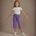 thumbnail image 6 of Fengactive Little Girls Straight Leg Dress Capri Pants High Waisted Office Work Pants Capris for Girls with Pockets, 6 of 9