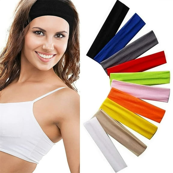Nogis 10 Pieces Stretch Elastic Yoga Cotton Headbands for Teens and Adults,Mixed Colors Ballet Hairband Sports Head Band for Women,Teens,Girls,Pilates, Exercise