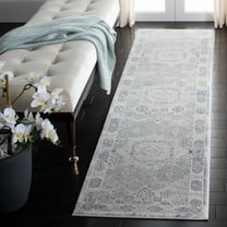 SAFAVIEH Alhambra Evan Floral Bordered Runner Rug, Ivory/Grey, 2' x 8'