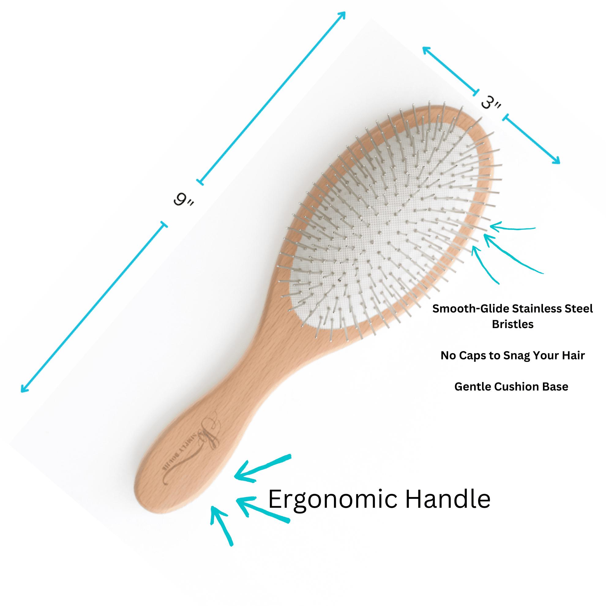 Simpluy Boujie All Lifestages Professional Bamboo Synthetic Oblong Hair Brush, Detangling, Brown