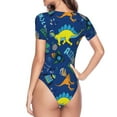 thumbnail image 4 of Naloa Dinosaur In Space Women's Short-Sleeved Onesie, One-Piece Swimsuit for Parties, dates, clubs - Medium, 4 of 9