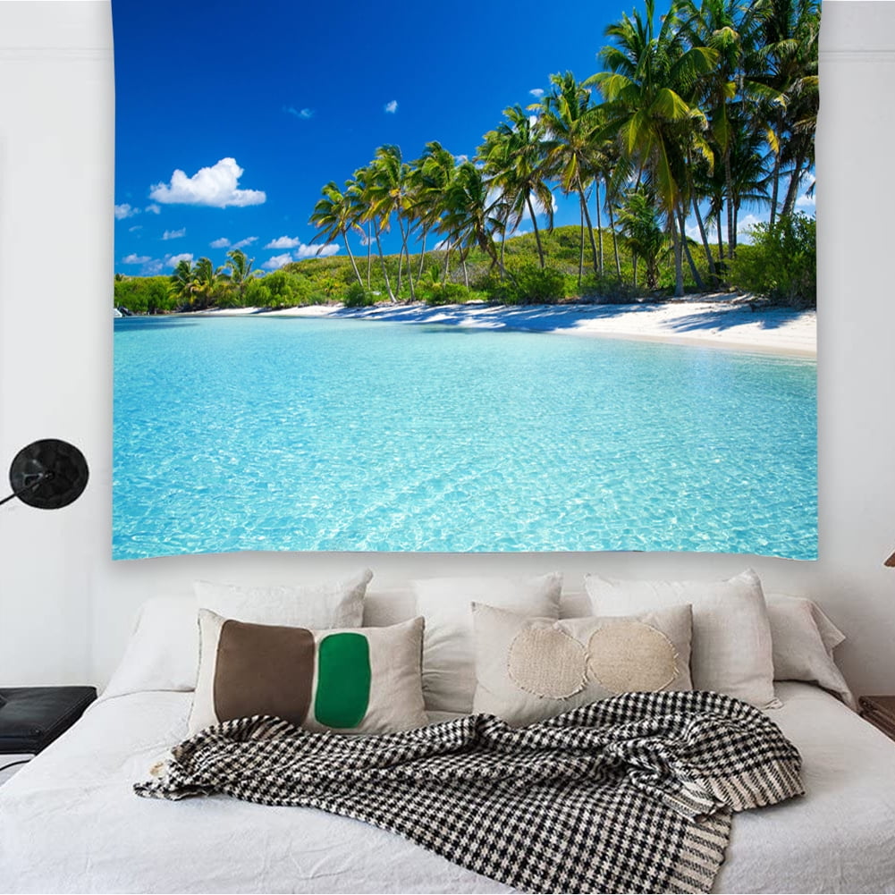 Yisure Blue Ocean Tapestry Wall Hanging Tropic Beach Wall Decor