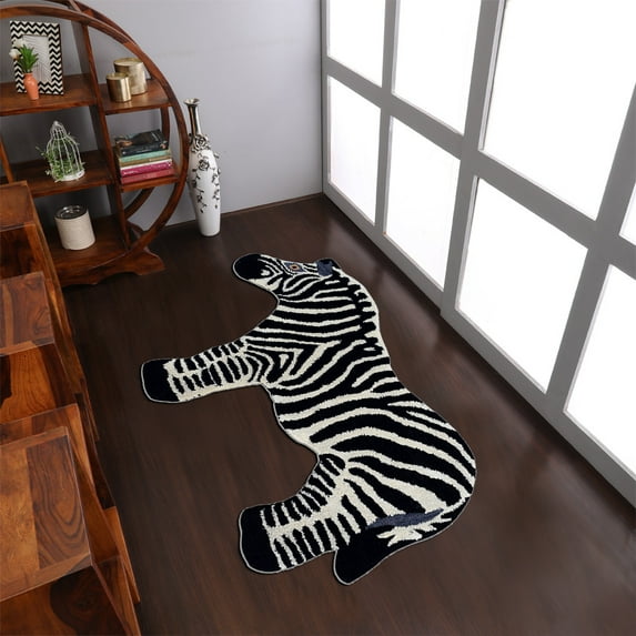 Rugsotic Carpets Hand Tufted, Kids Wool Novelty Area Rug, Cream,Black, 3'x5'