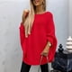 thumbnail image 4 of Suéter Elegante de Punto Tipo Capa para Mujer, Cuello Redondo, Larga, Holgado, Suéter de Punto Tipo Chal A . Rojo L, 4 of 7