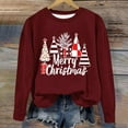 thumbnail image 2 of asdoklhq Christmas Shirts for Women Christmas Printed Crew Neck Long Sleeve Pullover Hoodie Wine L, 2 of 4
