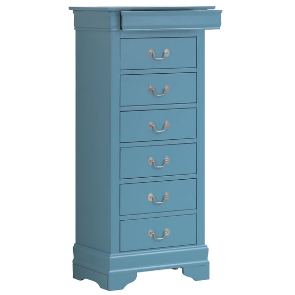 Contemporary Home Living 7-Drawer Wooden Bedroom Chest - 51" - Blue
