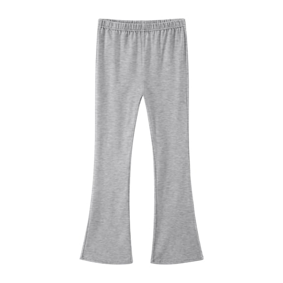 lnmuld Girls Solid Stretch Knit Flare Leggings Wide Shirred Elastic Comfort Waist Slim Bootcut Layering Casual Trousers Color:Light Gray,Size:12-13 Years