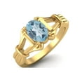 thumbnail image 2 of 925 Sterling Silver Gold Vermeil 7x5mm Oval Shape Blue Topaz Engagement Women Valentines Day Gifts Ring, 2 of 4