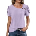 thumbnail image 3 of TaTaai 2026 Summer Women’s Pa Button Tee Irregular Neck Short Sleeve Cropped Blouse Casual Solid Color Fashion Top Cutout Polyester Daily Shirt Gift, 3 of 8