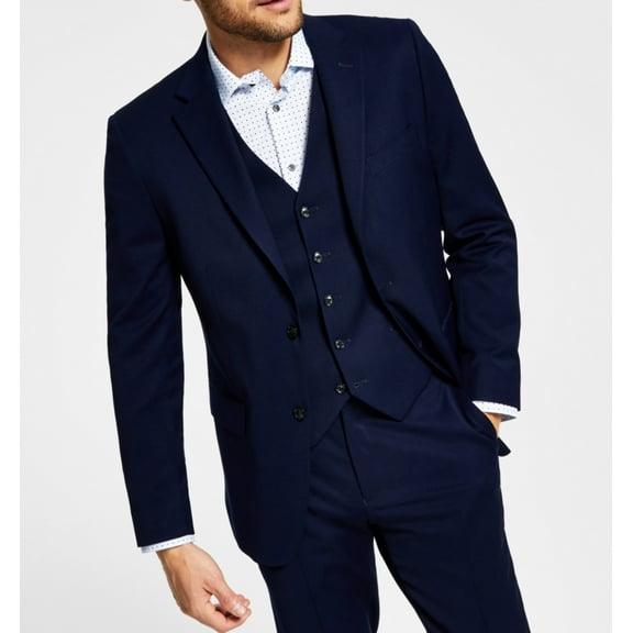 Tommy Hilfiger Mens Modern fit Suit Jacket Blazer 42 L Navy Blue Solid Stretch