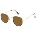 thumbnail image 2 of Modern Hexagonal Sunglasses Slim Metal Arms Neutral Colored Flat Lens 51mm (Gold / Brown), 2 of 4