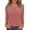 Pink, variant on Lenpel Women's Tops 3/4 Length Sleeve Crew Neck Quarter Button Pleated T Shirts Dressy Casual Tees Loose Tunic Blouses(Red,X-Large)
