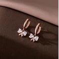 thumbnail image 3 of Sterling Silver CZ Bow Hoop Earrings for Women Teens Love Bow Hoop Earrings Huggie Valentines Day Earrings, 3 of 10