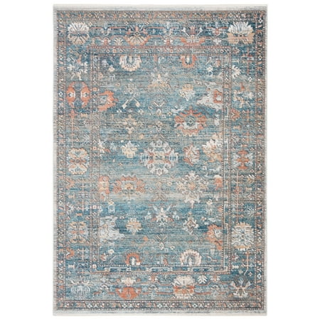 SAFAVIEH Victoria Michayla Floral Bordered Area Rug  Blue/Ivory  2’2 “ x 4”