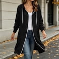 thumbnail image 4 of Women's Zip Up Hoodies Long Sleeve Long Tunic Sweatshirts Oversized | Long Fleece Jacket Coats, Drawstring, Zip Up Front, Kangaroo Pockets, Casual Outerwear, #01_Black, L, 4 of 6