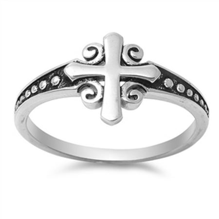 Women's Cross Classic Ring New .925 Sterling Silver Bali Band Size 5