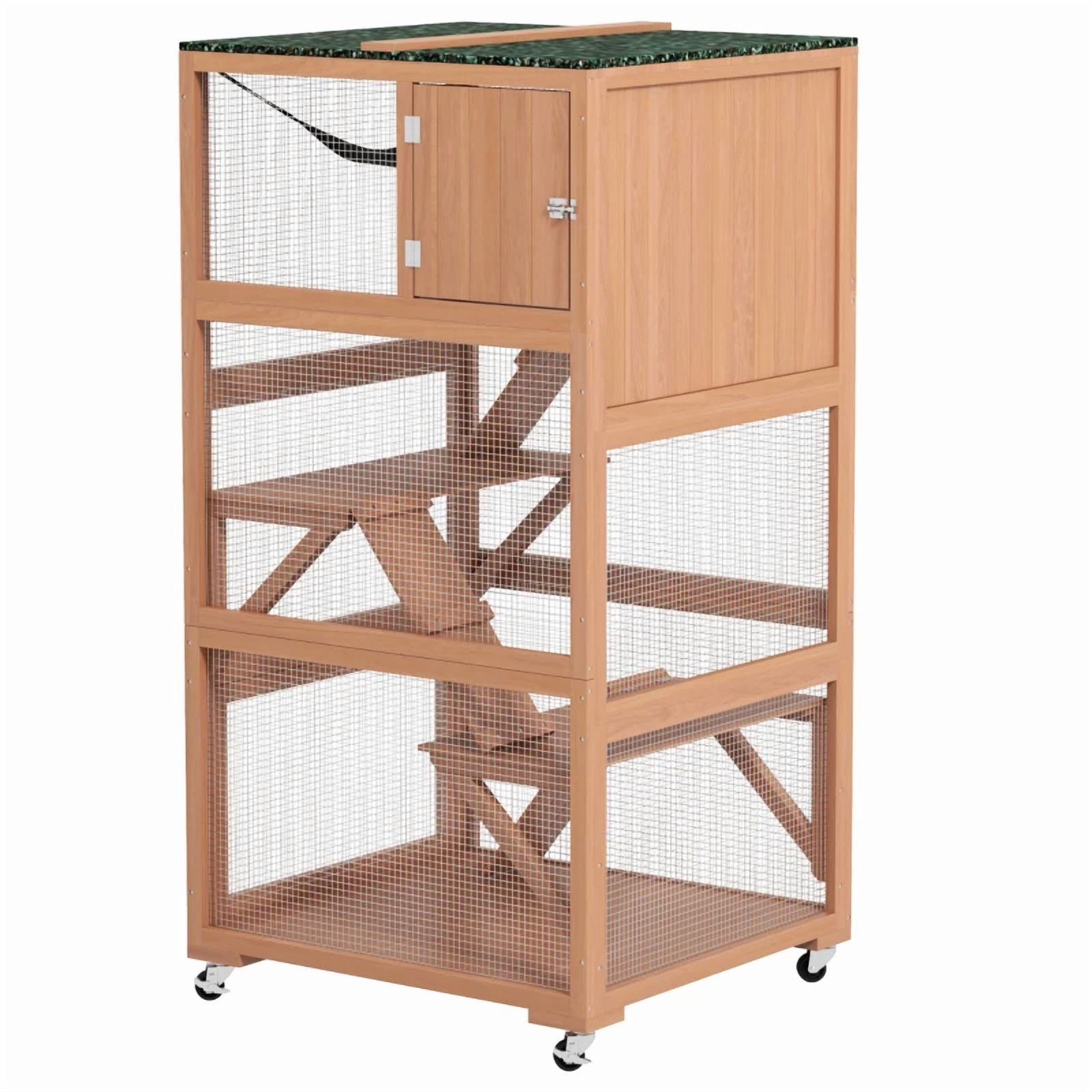 Dog Crate, Wooden Outdoor Cat Enclosure House,Pet House, Green,Orange Pet Playpen,Wood Chicken Coop, Pet Supplies Pens & Hutches