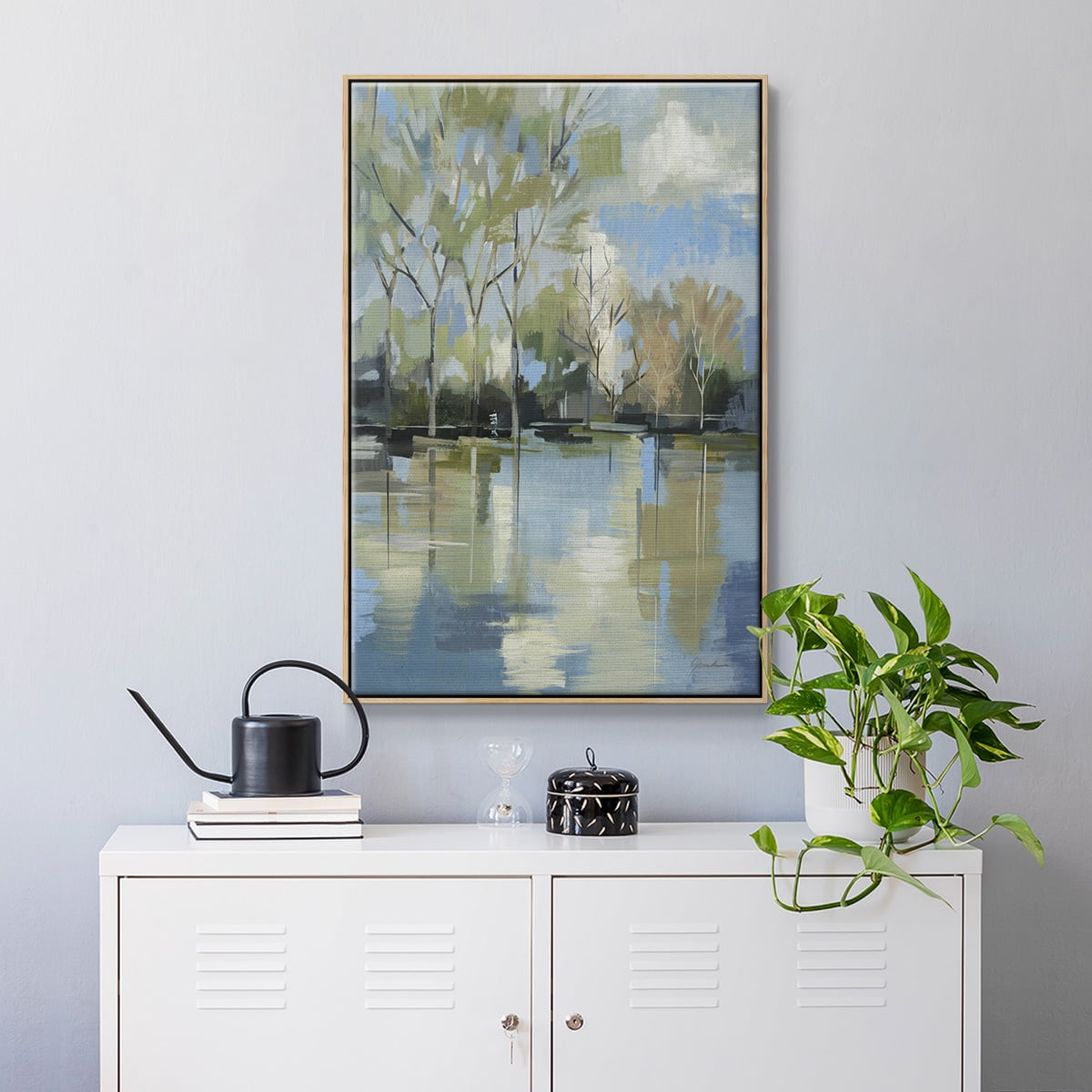 Enchanted Forest II Framed Premium Gallery Wrapped Canvas - Ready to Hang - 27 x 41 - Natural Wood Floating Frame