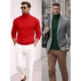 thumbnail image 3 of Red Turtleneck Men Long Sleeve Knitted Shirt Ultra SoftTurtle Neck Sweater James For Men (S), 3 of 7
