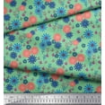 thumbnail image 1 of Soimoi Green Crepe Silk Fabric Leaves & Aster Floral Printed Craft Fabric by the Yard 42 Inch Wide, 1 of 3
